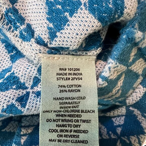 Soft Surroundings Wide Leg Lounge Pants Women’s L Blue Geometric Elastic Waist - Picture 4 of 8